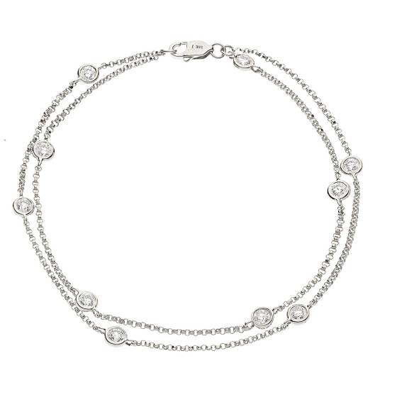 HBRDR040 Duo Chain Delicate Diamond Charm Bracelet