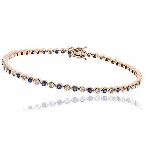 HBRGBS045 Blue Sapphire & Diamond Single Line Bracelet