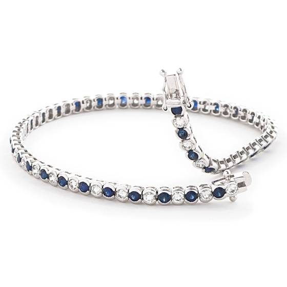 HBRGBS047 Blue Sapphire & Diamond Tennis Bracelet