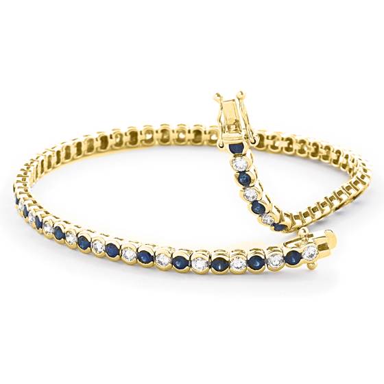 HBRGBS047 Blue Sapphire & Diamond Tennis Bracelet