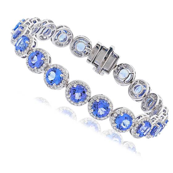 HBRGTZ052 Tanzanite & Diamond Halo Tennis Bracelet