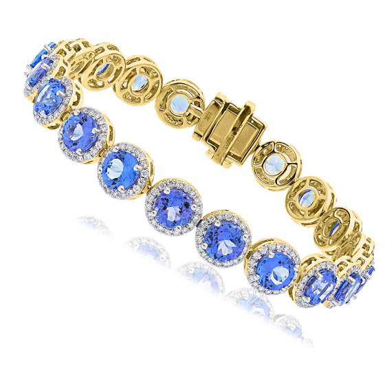 HBRGTZ052 Tanzanite & Diamond Halo Tennis Bracelet