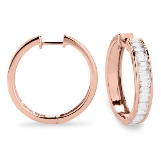 HEB2472 Baguette Hoop Earrings