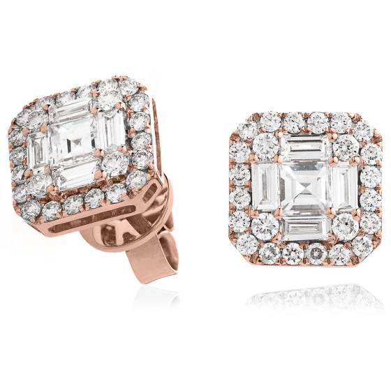 HEBCL2470 Baguette Cluster Earrings