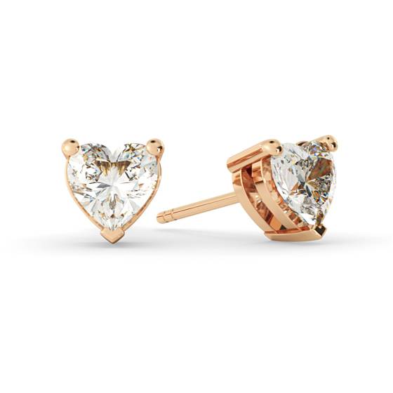 HEH129 Heart Stud Diamond Earrings