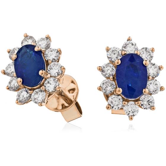 HEOGBS244 Blue Sapphire Halo Earrings