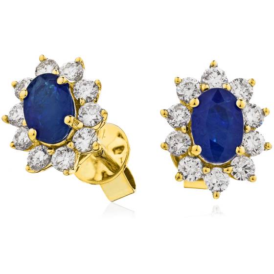 HEOGBS244 Blue Sapphire Halo Earrings