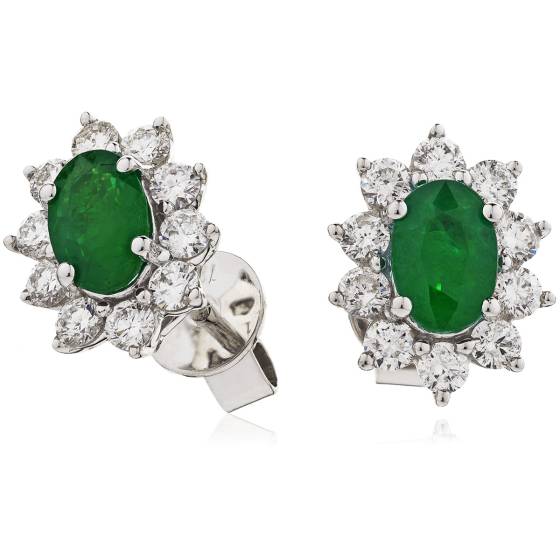HEOGEM245 Emerald Gemstone Halo Earrings