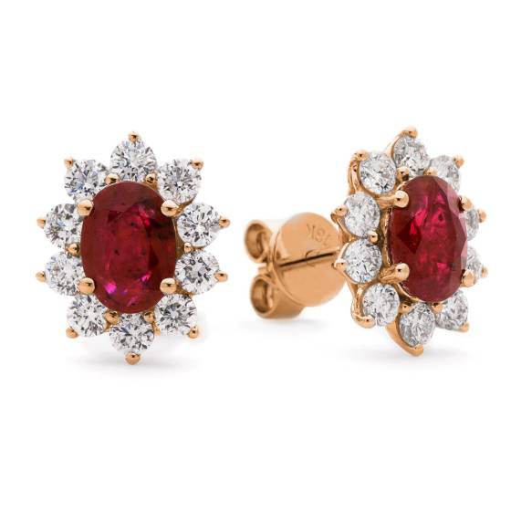HEOGRY246 Ruby Gemstone Halo Earrings