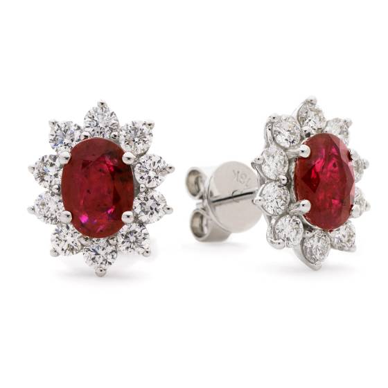 HEOGRY246 Ruby Gemstone Halo Earrings