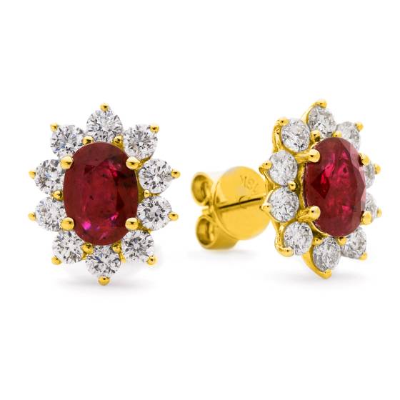 HEOGRY246 Ruby Gemstone Halo Earrings