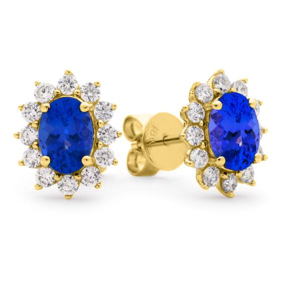 HEOGTZ258 Oval cut Tanzanite Gemstone Halo Earrings