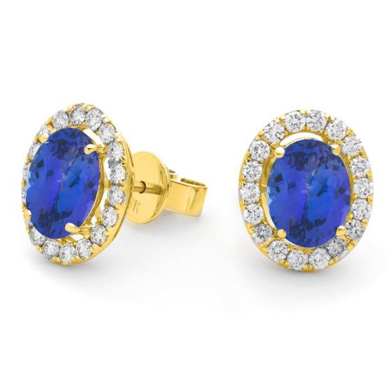 HEOGTZ293 Oval cut Tanzanite Halo Earrings