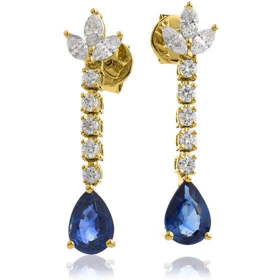 HEPEGBS259 Pear cut Blue Sapphire Drop Earrings