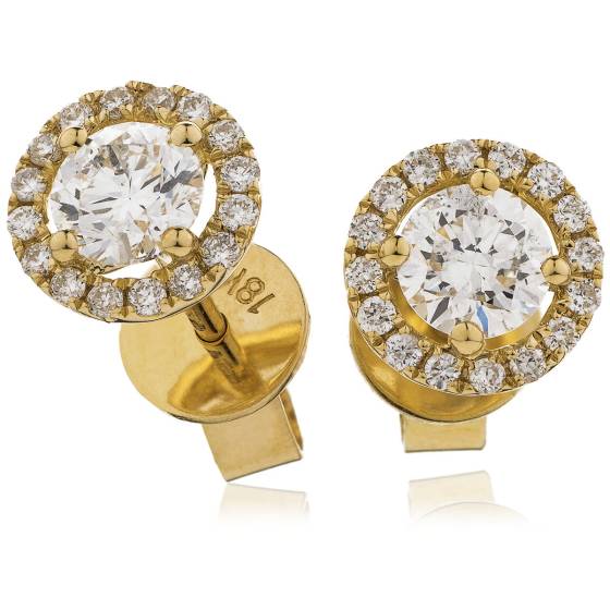 HER141 Single Halo Diamond Earrings
