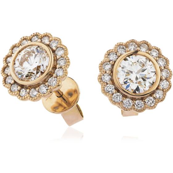 HER142 Designer Single Halo Diamond Earrings