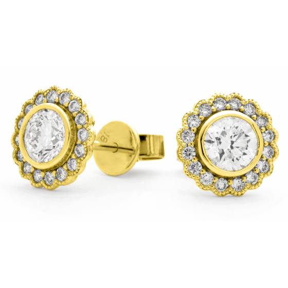 HER142 Designer Single Halo Diamond Earrings