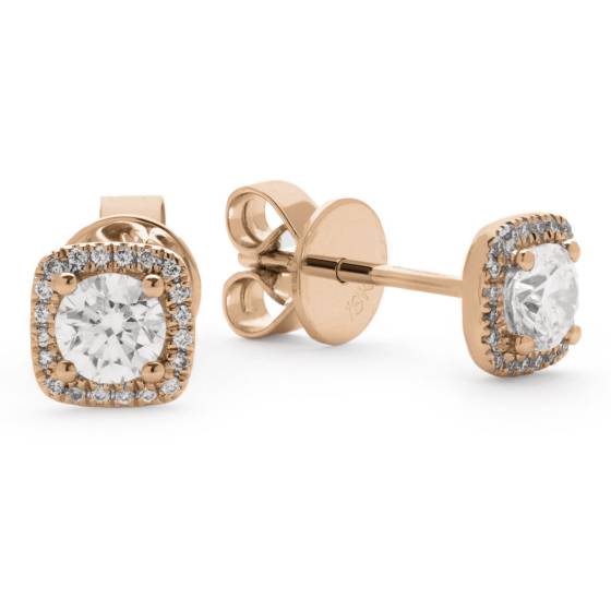 HER146 Round Cushion Halo Diamond Earrings