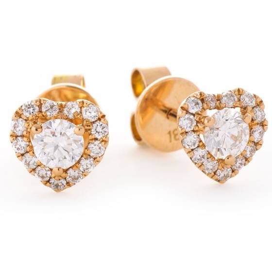 HER147 Round Heart Halo Diamond Earrings