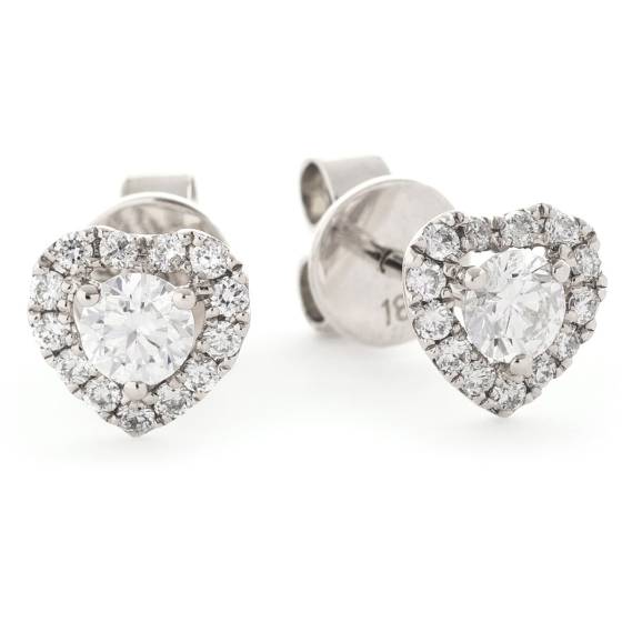 HER147 Round Heart Halo Diamond Earrings