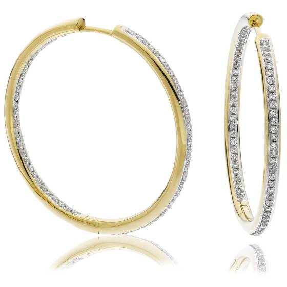 HER151 Brilliant Round cut Hoop Diamond Earrings