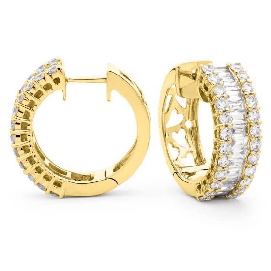 HER157 Brilliant Baguette cut Designer Diamond Hoop Earrings