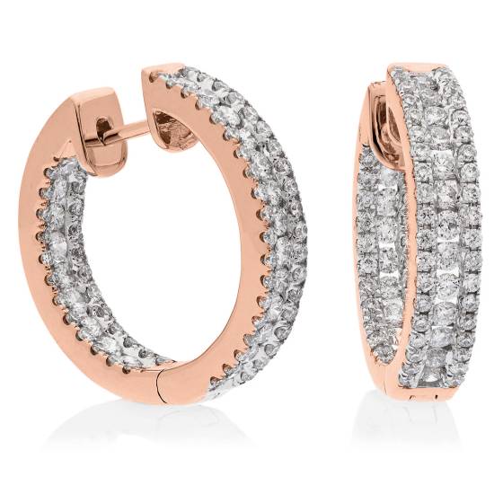 HER179 Designer Round cut Diamond Hoop Earrings