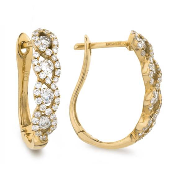 HER183 Designer Diamond Round  & Baguette cut Hoop Earrings