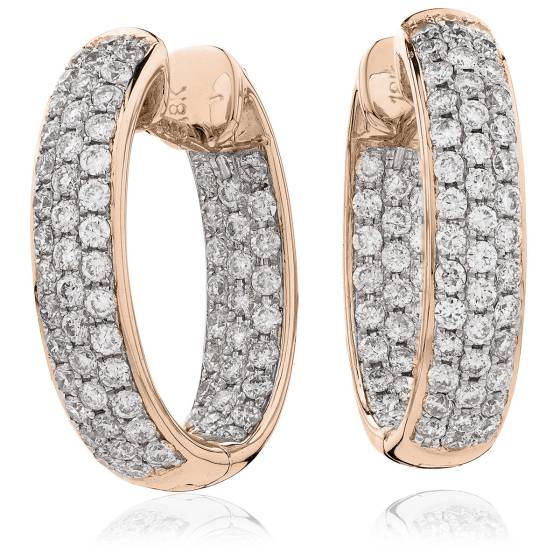 HER184 Designer Diamond Round cut Hoop Earrings
