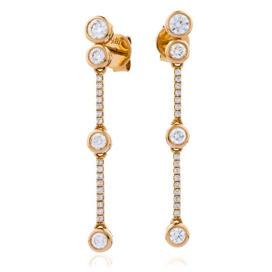 HER205 Delicate Drop Round Diamond Earrings