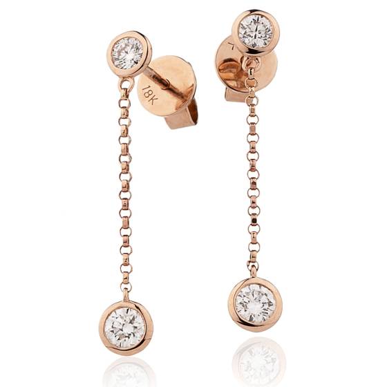 HER208 Delicate Round Diamond Drop Earrings