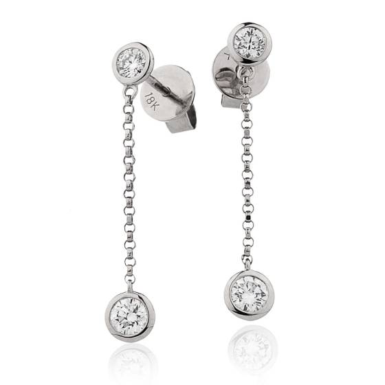 HER208 Delicate Round Diamond Drop Earrings