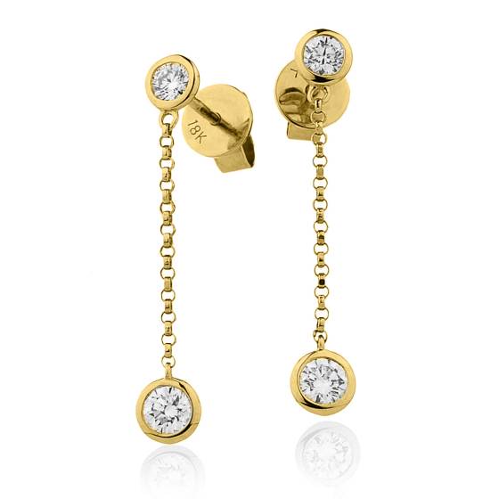 HER208 Delicate Round Diamond Drop Earrings