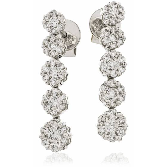 HER219 Five Cluster Journey Diamond Earrings