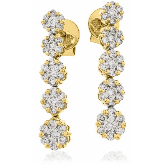 HER219 Five Cluster Journey Diamond Earrings