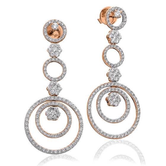 HER233 Circle Design Diamond Drop Earrings