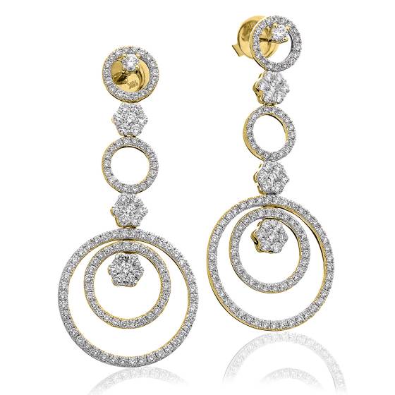 HER233 Circle Design Diamond Drop Earrings
