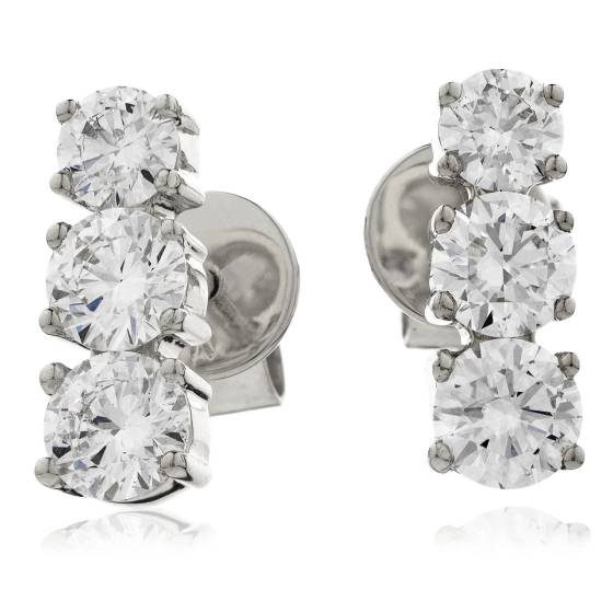 HER234 Trilogy Round Diamond Journey Earrings