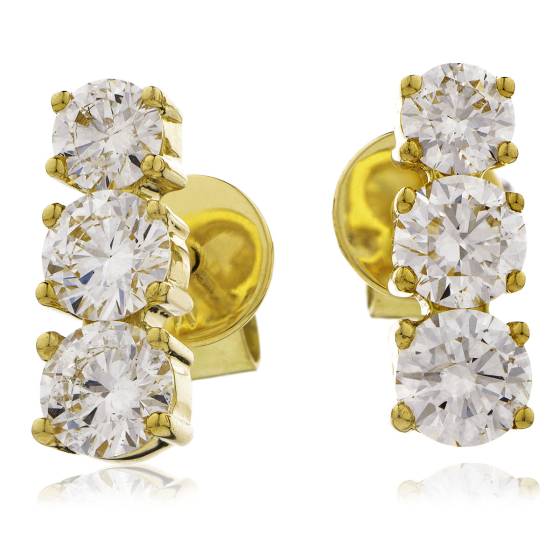 HER234 Trilogy Round Diamond Journey Earrings