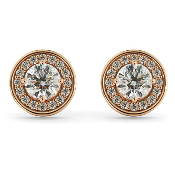 HER60 Round cut Halo Designer Diamond Earrings