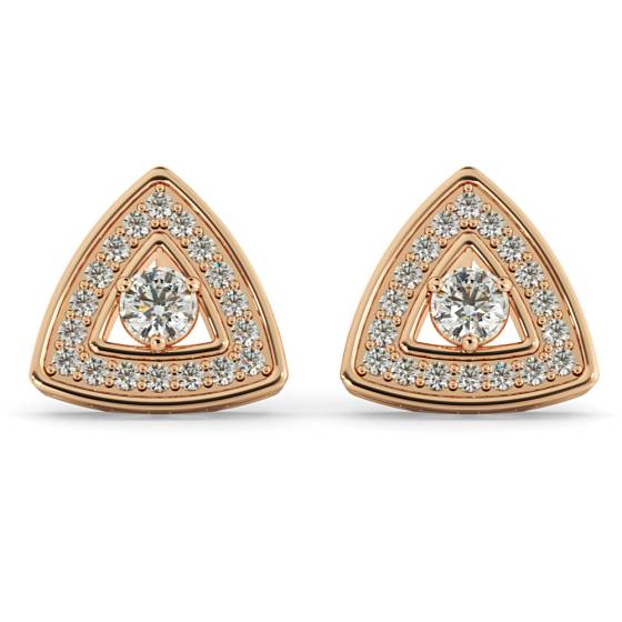 HER61 Triangular Halo Round cut Designer Diamond Earrings