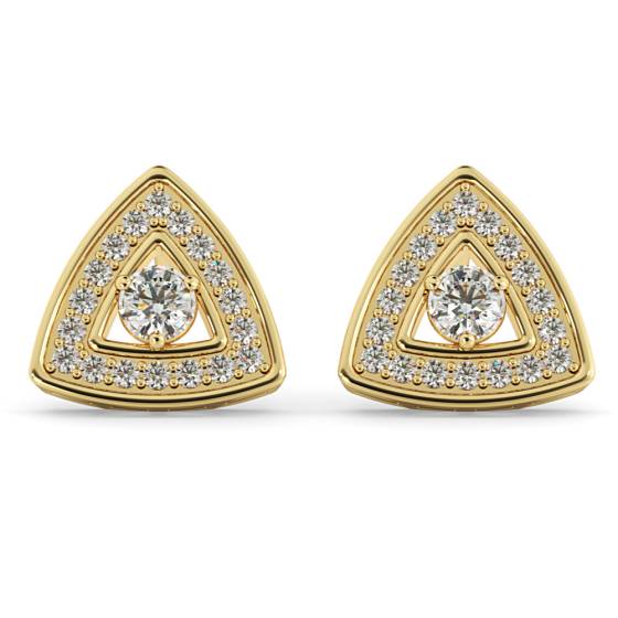 HER61 Triangular Halo Round cut Designer Diamond Earrings