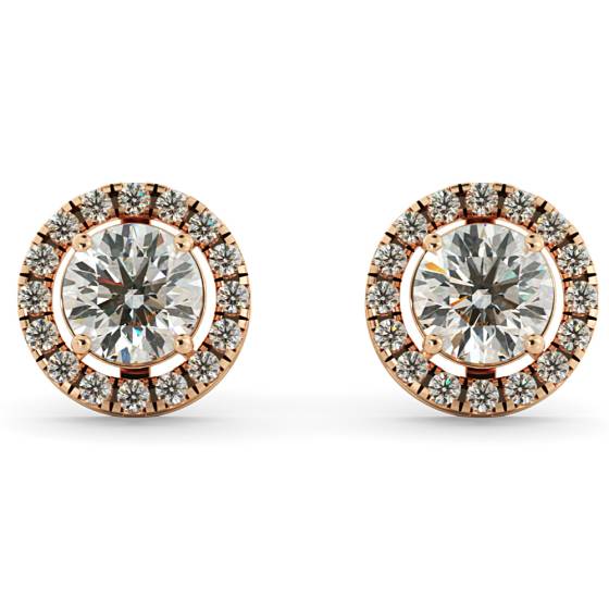 HER64 Round Micro set Halo Designer Diamond Earrings