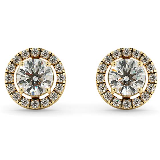 HER64 Round Micro set Halo Designer Diamond Earrings