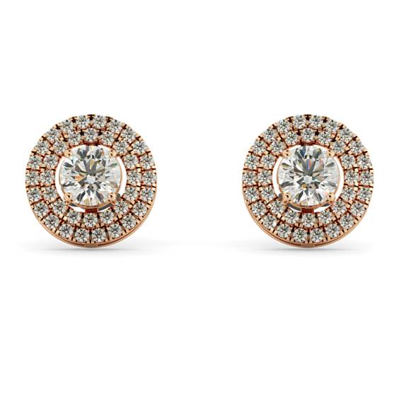 HER65 Round Micro set Double Halo Designer Diamond Earrings