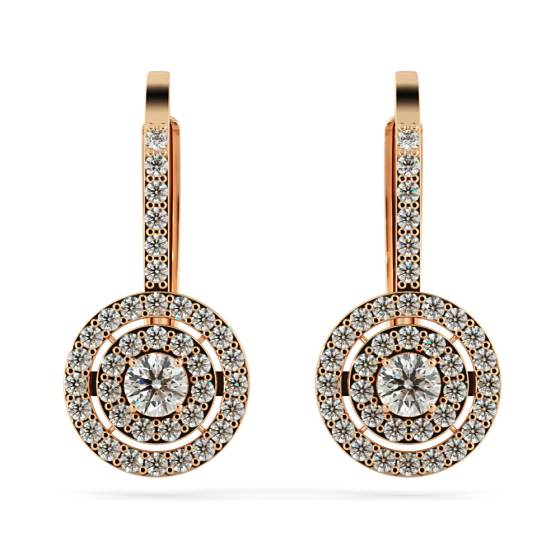 HER66 Micro set Round cut Double Halo Clip Diamond Earrings