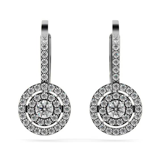 HER66 Micro set Round cut Double Halo Clip Diamond Earrings