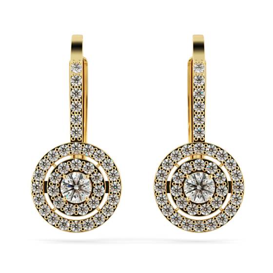 HER66 Micro set Round cut Double Halo Clip Diamond Earrings