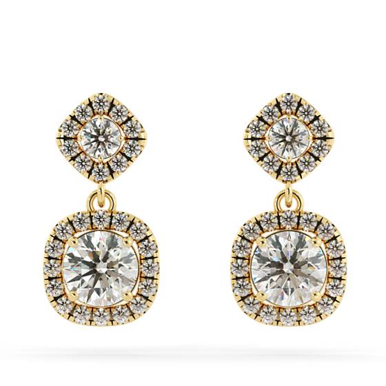 HER68 Round cut Cushion Double Halo Diamond Earrings