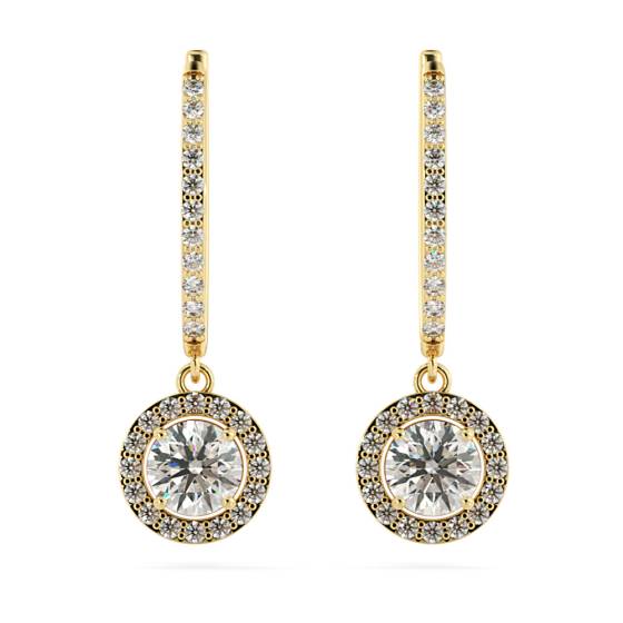 HER69 Round cut Long Dangling Halo Diamond Earrings